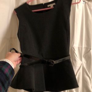 Grey Belted Peplum Top